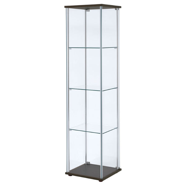 English Elm Crestwood Tall Glass Curio Cabinet with Metal Frame for Living Room Corner Display Cappuccino B062P509694
