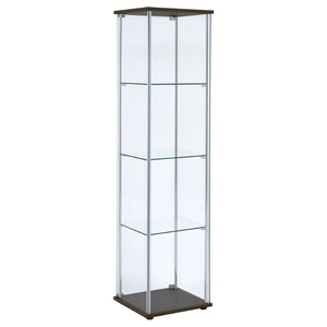 English Elm Crestwood Tall Glass Curio Cabinet with Metal Frame for Living Room Corner Display Cappuccino B062P509694