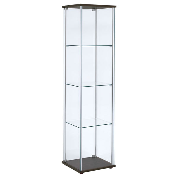 English Elm Crestwood Tall Glass Curio Cabinet with Metal Frame for Living Room Corner Display Cappuccino B062P509694