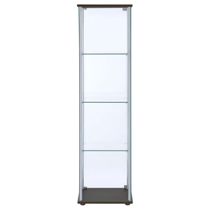 English Elm Crestwood Tall Glass Curio Cabinet with Metal Frame for Living Room Corner Display Cappuccino B062P509694