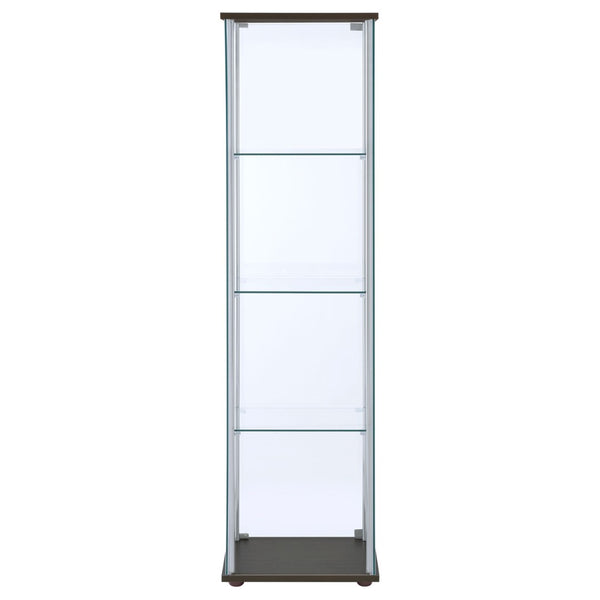 English Elm Crestwood Tall Glass Curio Cabinet with Metal Frame for Living Room Corner Display Cappuccino B062P509694