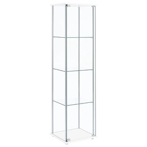 English Elm Crestwood Tall Glass Curio Cabinet with Metal Frame for Living Room Corner Display White B062P509695