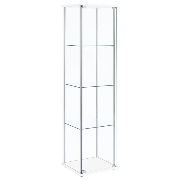 English Elm Crestwood Tall Glass Curio Cabinet with Metal Frame for Living Room Corner Display White B062P509695