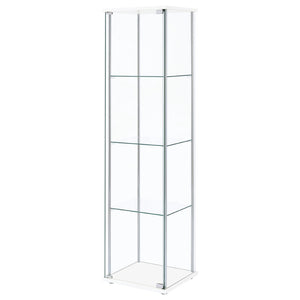 English Elm Crestwood Tall Glass Curio Cabinet with Metal Frame for Living Room Corner Display White B062P509695