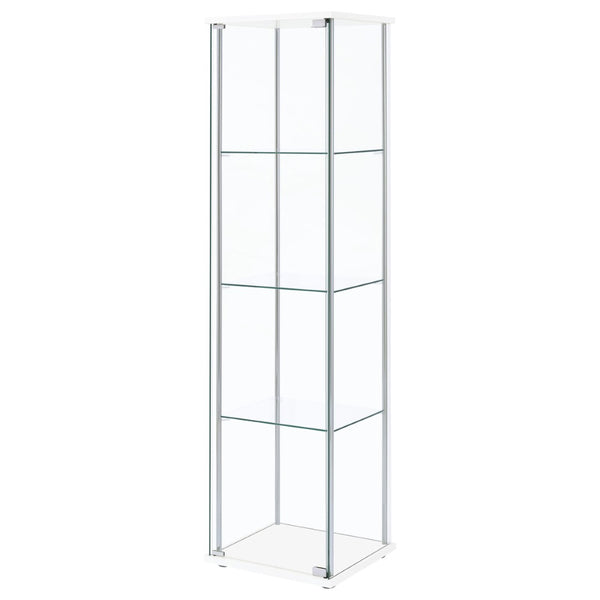 English Elm Crestwood Tall Glass Curio Cabinet with Metal Frame for Living Room Corner Display White B062P509695