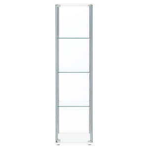 English Elm Crestwood Tall Glass Curio Cabinet with Metal Frame for Living Room Corner Display White B062P509695