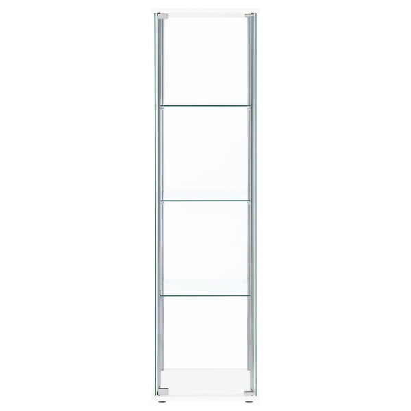 English Elm Crestwood Tall Glass Curio Cabinet with Metal Frame for Living Room Corner Display White B062P509695