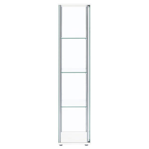 English Elm Crestwood Tall Glass Curio Cabinet with Metal Frame for Living Room Corner Display White B062P509695