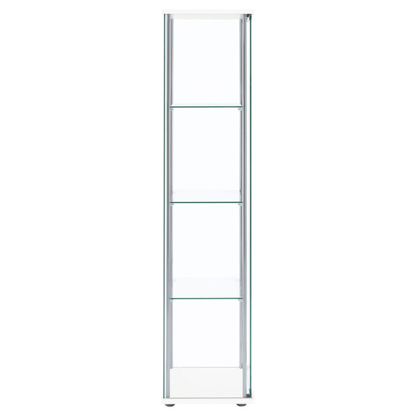 English Elm Crestwood Tall Glass Curio Cabinet with Metal Frame for Living Room Corner Display White B062P509695