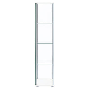 English Elm Crestwood Tall Glass Curio Cabinet with Metal Frame for Living Room Corner Display White B062P509695