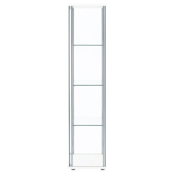 English Elm Crestwood Tall Glass Curio Cabinet with Metal Frame for Living Room Corner Display White B062P509695