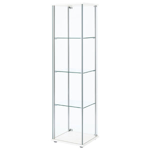 English Elm Crestwood Tall Glass Curio Cabinet with Metal Frame for Living Room Corner Display White B062P509695