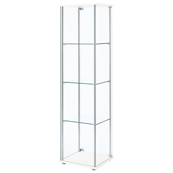 English Elm Crestwood Tall Glass Curio Cabinet with Metal Frame for Living Room Corner Display White B062P509695