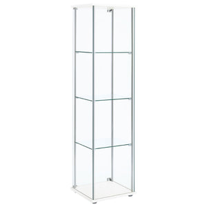 English Elm Crestwood Tall Glass Curio Cabinet with Metal Frame for Living Room Corner Display White B062P509695