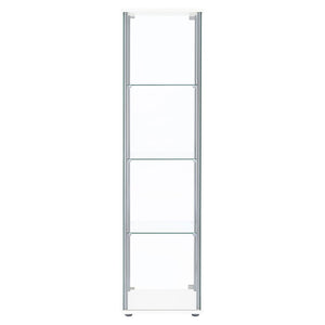 English Elm Crestwood Tall Glass Curio Cabinet with Metal Frame for Living Room Corner Display White B062P509695