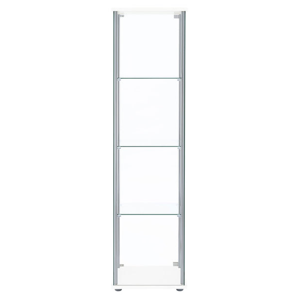 English Elm Crestwood Tall Glass Curio Cabinet with Metal Frame for Living Room Corner Display White B062P509695