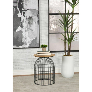 English Elm Boyd Marble Top Wire Side Table with Gunmetal Iron Base for Modern Living Spaces B062P509704