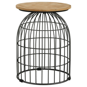 English Elm Boyd Marble Top Wire Side Table with Gunmetal Iron Base for Modern Living Spaces B062P509704