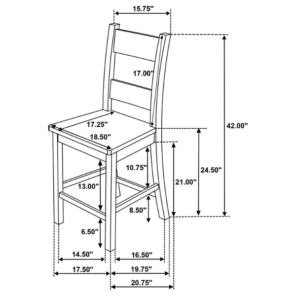 English Elm Cressley Ladder Back Solid Rubberwood Counter Chairs Farmhouse Set of Two B062P511756