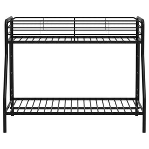 English Elm Long Beach Steel Bunk Bed Twin Over Full with Guardrails for Kids or Guests Black B062P511762