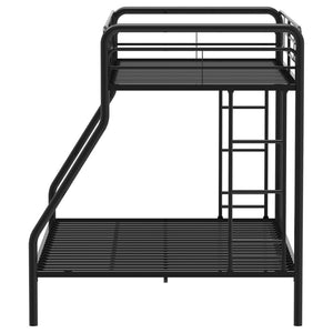 English Elm Long Beach Steel Bunk Bed Twin Over Full with Guardrails for Kids or Guests Black B062P511762