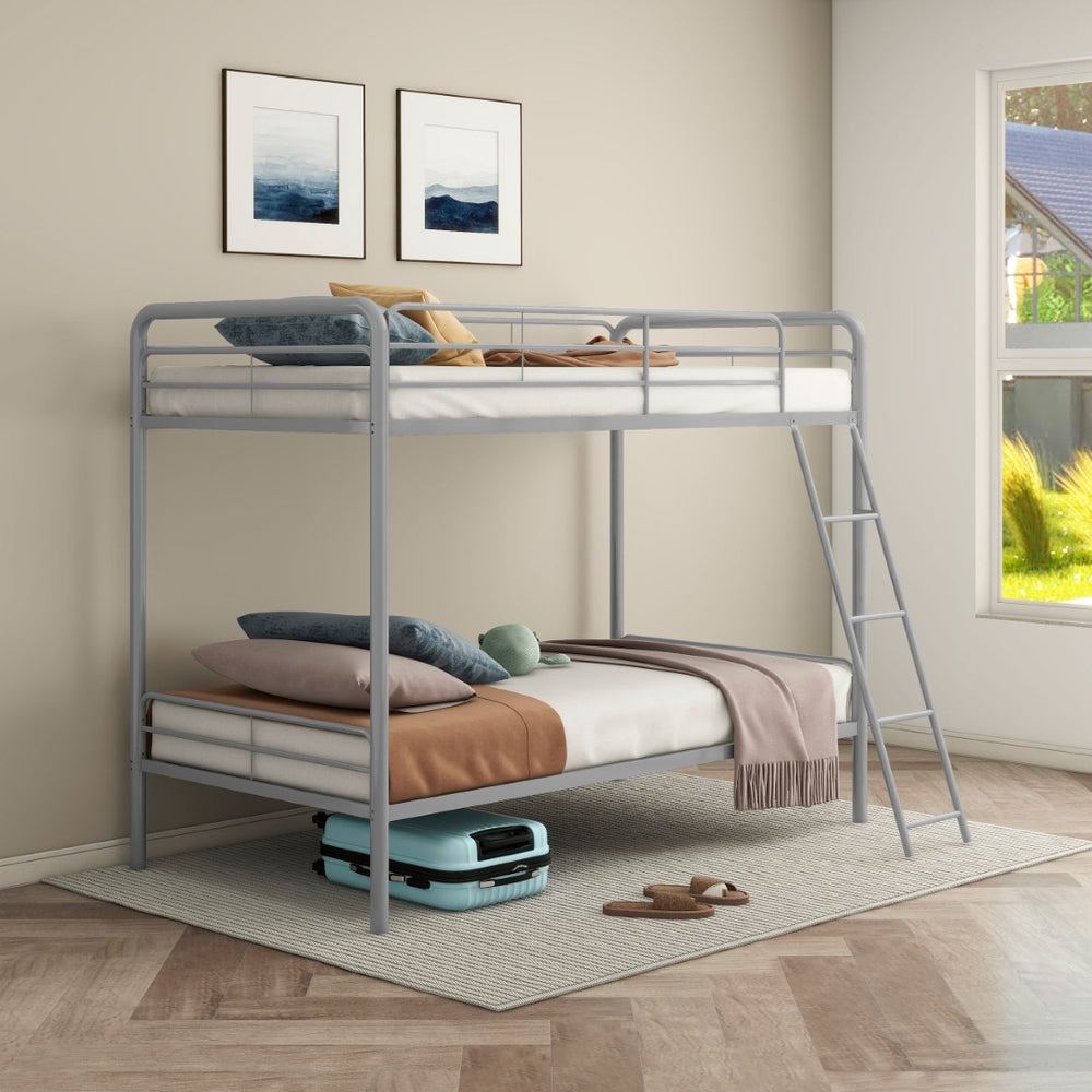 English Elm Long Beach Steel Bunk Bed Twin Over with Guardrails for Kids or Guests B062P511763