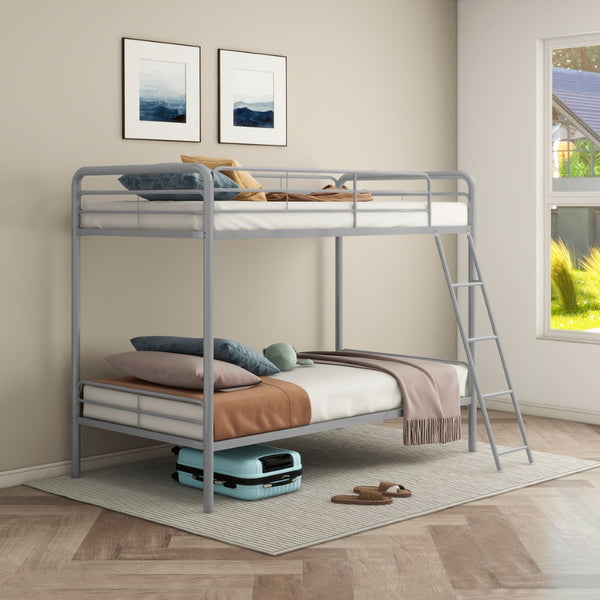 English Elm Long Beach Steel Bunk Bed Twin Over with Guardrails for Kids or Guests B062P511763
