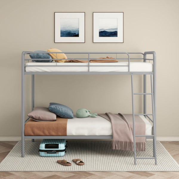 English Elm Long Beach Steel Bunk Bed Twin Over with Guardrails for Kids or Guests B062P511763