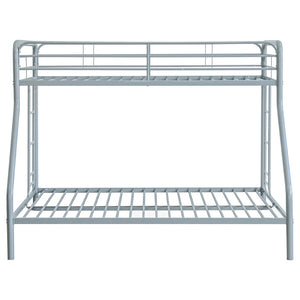 English Elm Long Beach Steel Bunk Bed Twin Over Full with Guardrails for Kids or Guests Silver B062P511764