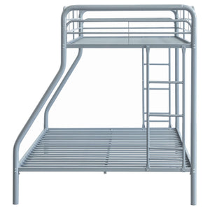 English Elm Long Beach Steel Bunk Bed Twin Over Full with Guardrails for Kids or Guests Silver B062P511764