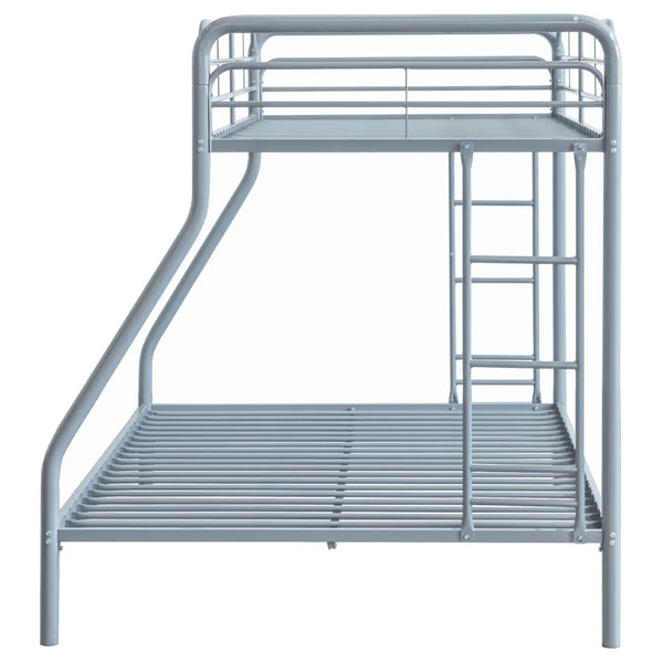 English Elm Long Beach Steel Bunk Bed Twin Over Full with Guardrails for Kids or Guests Silver B062P511764