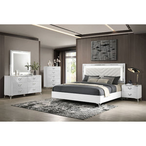 English Elm Buckley Glam High Gloss Nightstand with Geometric Drawer Fronts and USB Charging B062P511785