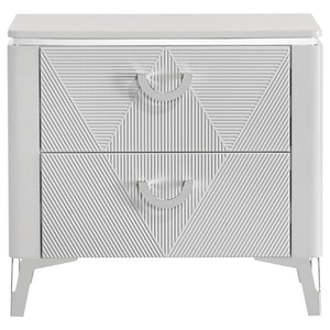 English Elm Buckley Glam High Gloss Nightstand with Geometric Drawer Fronts and USB Charging B062P511785
