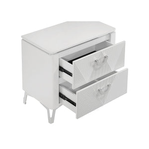 English Elm Buckley Glam High Gloss Nightstand with Geometric Drawer Fronts and USB Charging B062P511785