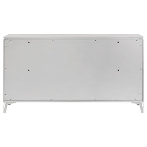 English Elm Buckley Six Drawer Dresser White Lacquer Finish with Sculpted Geometric Ribbed Fronts B062P511786
