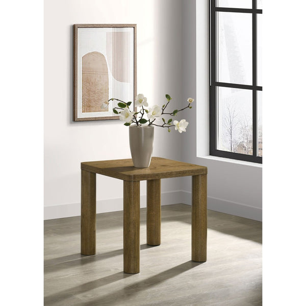 English Elm Bryant Square Oak Veneer End Table with Sculptural Legs for Modern Living Spaces B062P511816