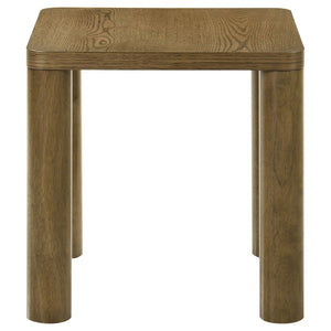 English Elm Bryant Square Oak Veneer End Table with Sculptural Legs for Modern Living Spaces B062P511816