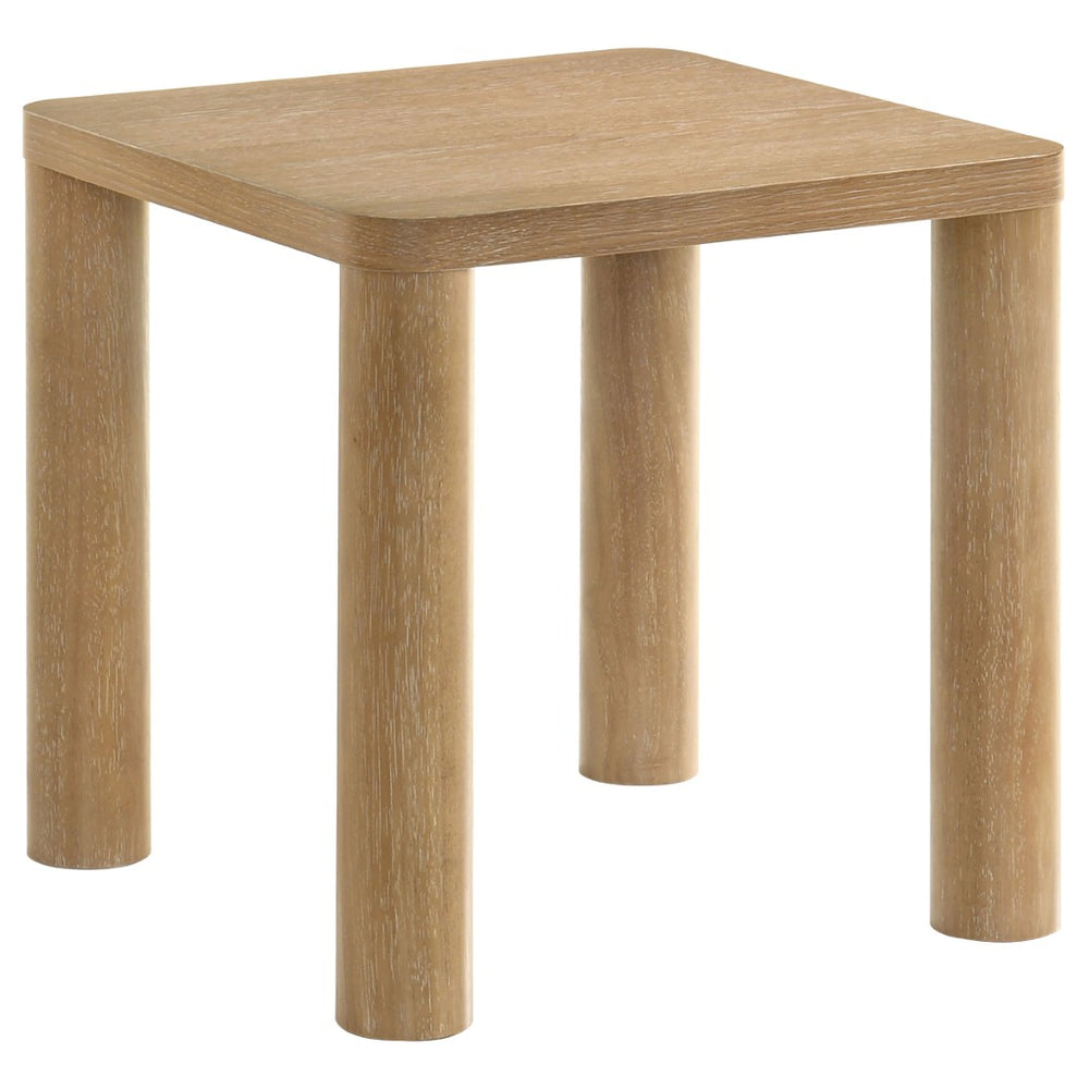 English Elm Bryant White Oak Veneer Square End Table with Sculpted Legs for Modern Living Rooms B062P511823