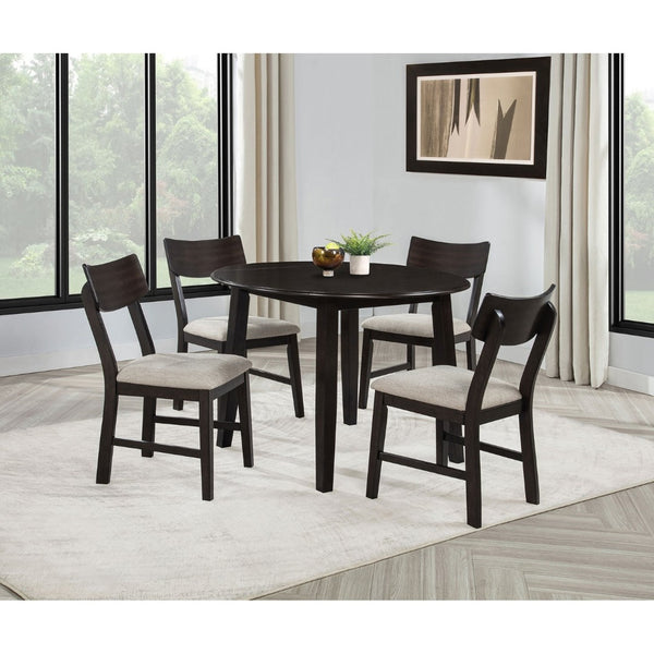 English Elm Jackie Drop Leaf Dining Set for Four with Rubberwood Frame and Ivory Cushioned Chairs B062P511830