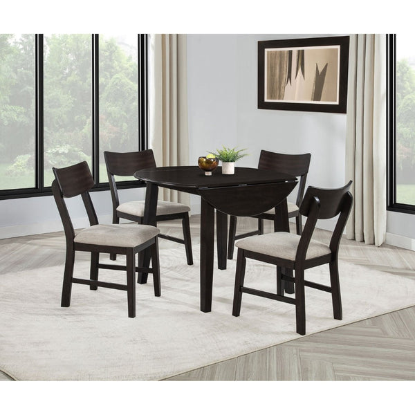 English Elm Jackie Drop Leaf Dining Set for Four with Rubberwood Frame and Ivory Cushioned Chairs B062P511830