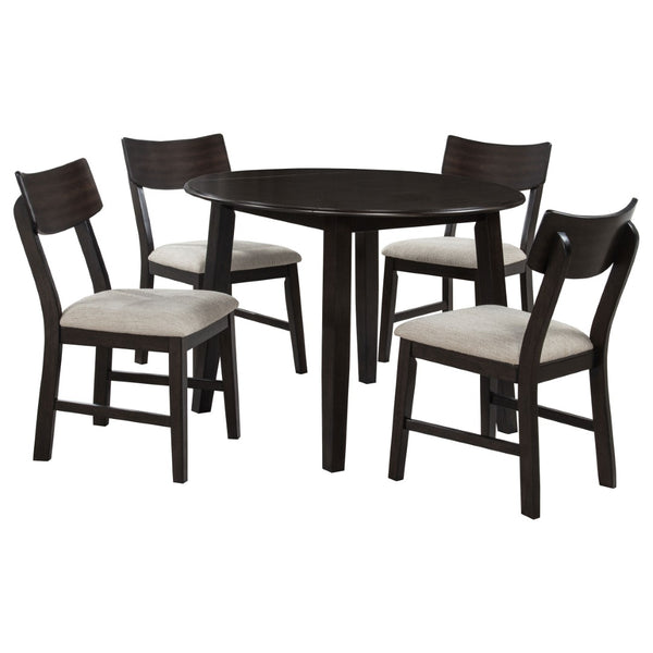 English Elm Jackie Drop Leaf Dining Set for Four with Rubberwood Frame and Ivory Cushioned Chairs B062P511830