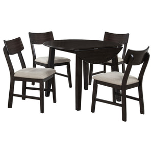 English Elm Jackie Drop Leaf Dining Set for Four with Rubberwood Frame and Ivory Cushioned Chairs B062P511830