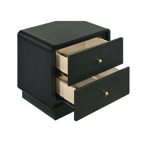 English Elm Burton Matte Black Two Drawer Nightstand with Brass Knobs for Modern Bedroom B062P511853