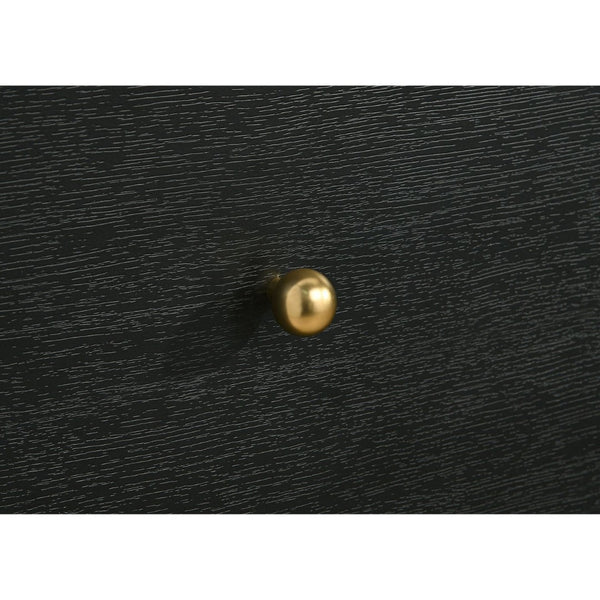 English Elm Burton Matte Black Two Drawer Nightstand with Brass Knobs for Modern Bedroom B062P511853