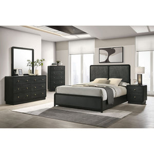 English Elm Burton Matte Black Two Drawer Nightstand with Brass Knobs for Modern Bedroom B062P511853