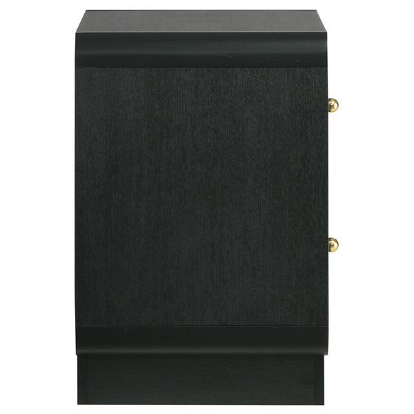English Elm Burton Matte Black Two Drawer Nightstand with Brass Knobs for Modern Bedroom B062P511853