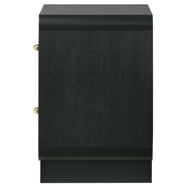 English Elm Burton Matte Black Two Drawer Nightstand with Brass Knobs for Modern Bedroom B062P511853
