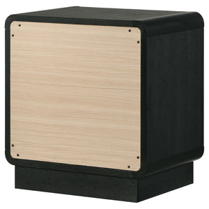 English Elm Burton Matte Black Two Drawer Nightstand with Brass Knobs for Modern Bedroom B062P511853