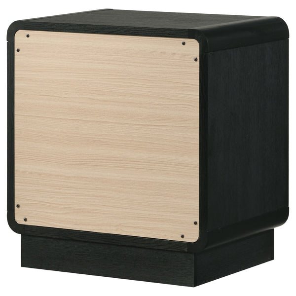 English Elm Burton Matte Black Two Drawer Nightstand with Brass Knobs for Modern Bedroom B062P511853