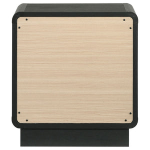 English Elm Burton Matte Black Two Drawer Nightstand with Brass Knobs for Modern Bedroom B062P511853
